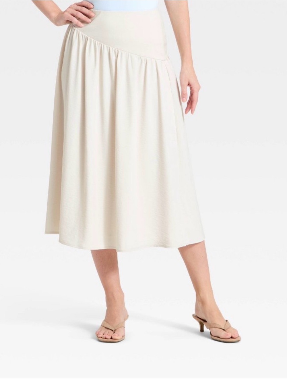 a new day Cream Midi Skirt with Asymmetrical Gather